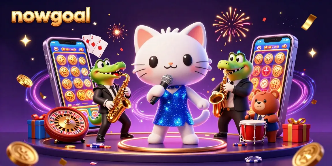 Experience thrilling sports betting action with nowgoal at a vibrant casino scene featuring cartoon characters.
