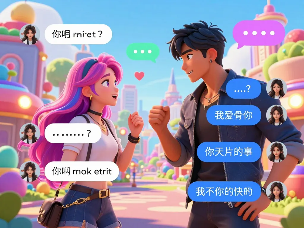 Engaging hentai ai chat scenario with animated avatars in dynamic conversation, vibrant digital backdrop.