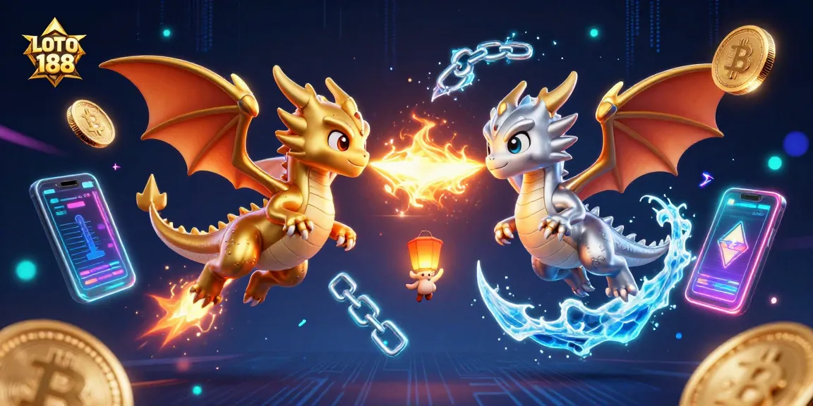 Engage in exciting LOTO 188 adventures with gold and silver dragons amidst dynamic gambling elements.