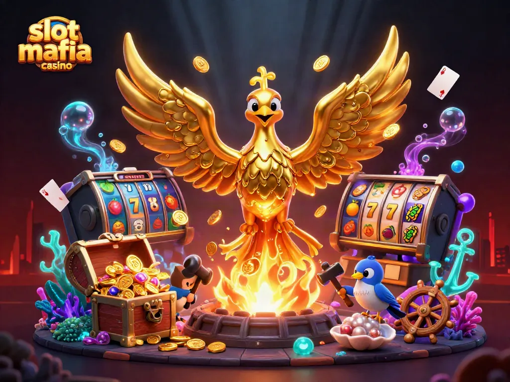 Engage in thrilling gameplay at Slot Mafia Casino with enchanting 3D visuals and dynamic slot elements.