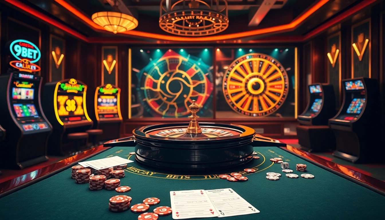 Experience the thrill of 9bet with dynamic casino action featuring vibrant tables and gaming elements.