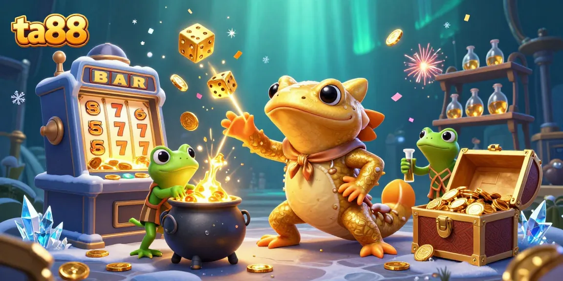 Experience the thrill of ta88 with golden coins and dynamic casino elements in a captivating scene.