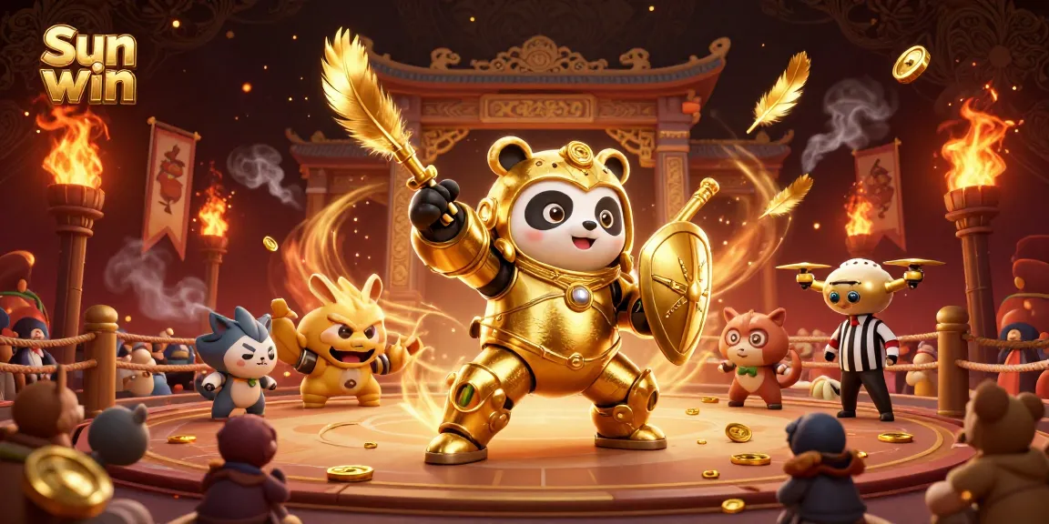 Experience Sun win's thrilling action in an exciting casino illustration with unique characters and vibrant game elements.