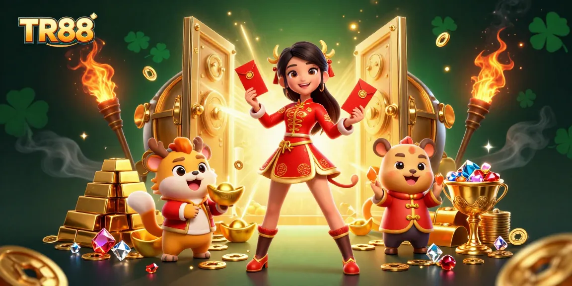 Join the excitement at TR88 with vibrant celebrations featuring festive characters and golden treasures.