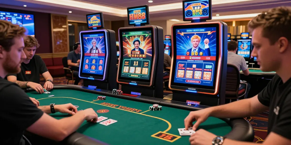 Engaged players enjoying different games at HM 88 online casino platform, showcasing vibrant interfaces and competitive atmosphere.