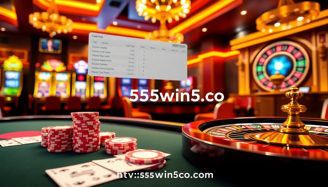 Experience the excitement of online gambling at https://555win5.co.com with vibrant poker chips and engaging interfaces.