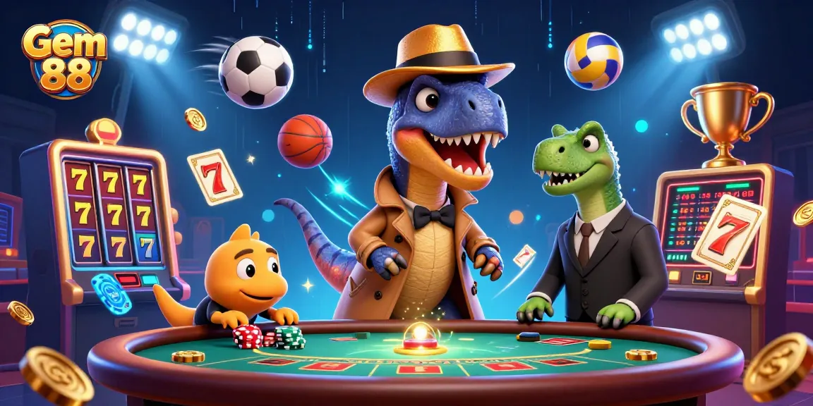 Catch the thrilling action at Gem 88 with a velociraptor card counter, pit boss, and dynamic gaming elements.