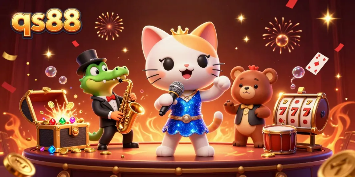 Experience the excitement of qs88 with a vibrant casino scene featuring jazz, treasure, and winning energy.