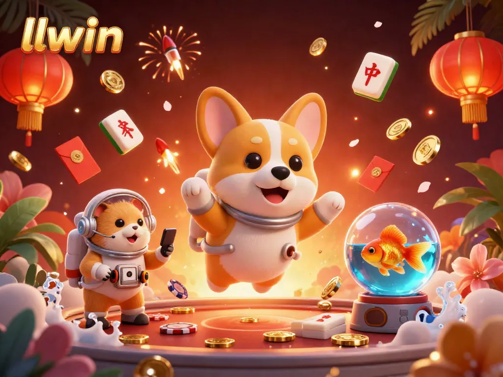 Enhance your winning strategies with llwin's vibrant digital casino illustration featuring action-packed gaming elements.
