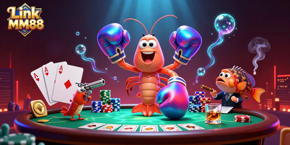 Engage with thrilling games at Link MM88, showcasing vibrant poker action in a dynamic underwater setting.