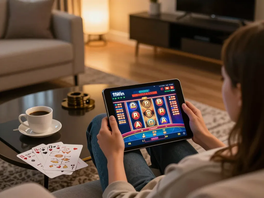 Playing slots on the 11Win platform from a cozy living room setup