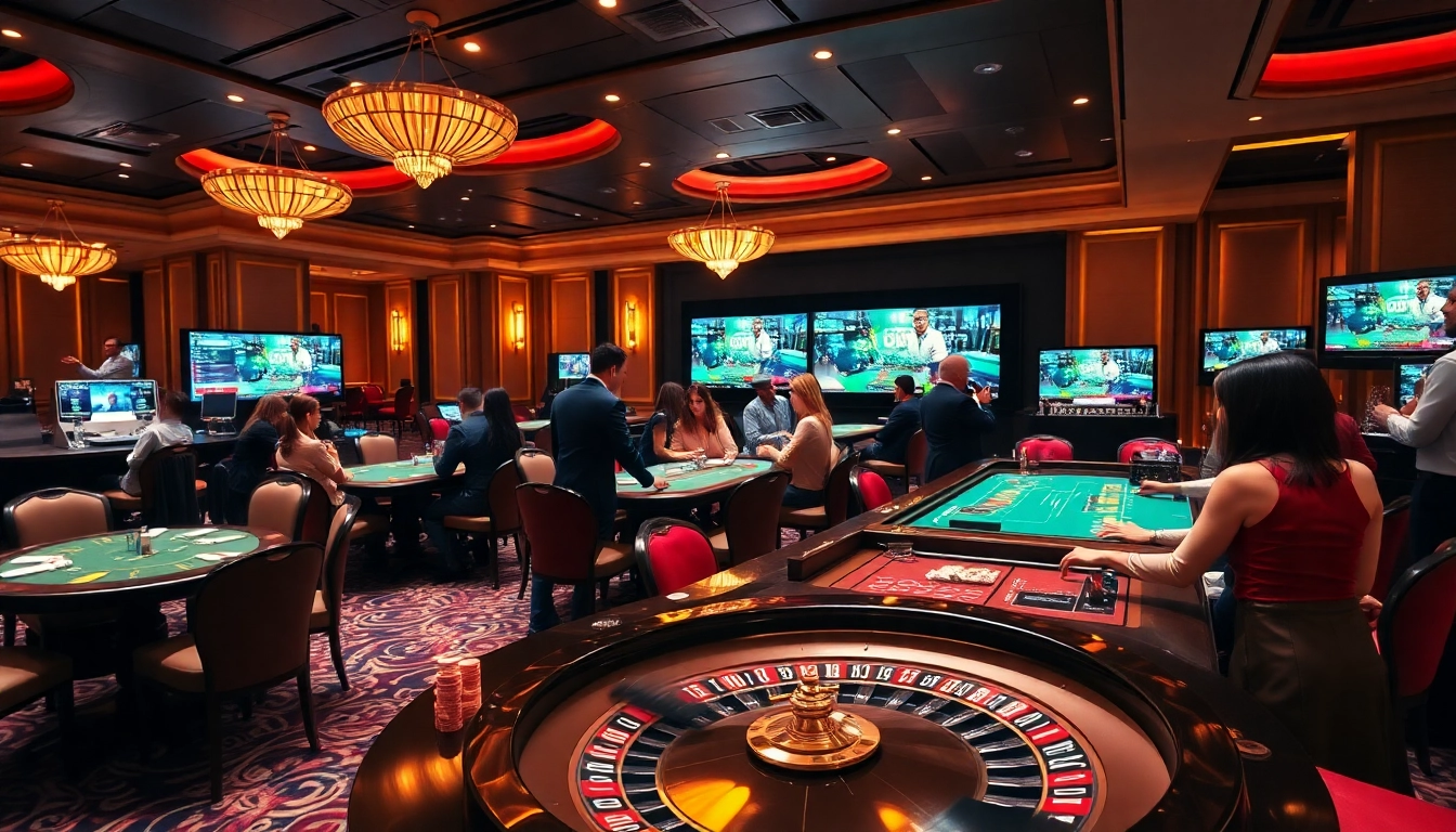 Experience the excitement of casino 8kbet with luxurious gaming tables and vibrant players.