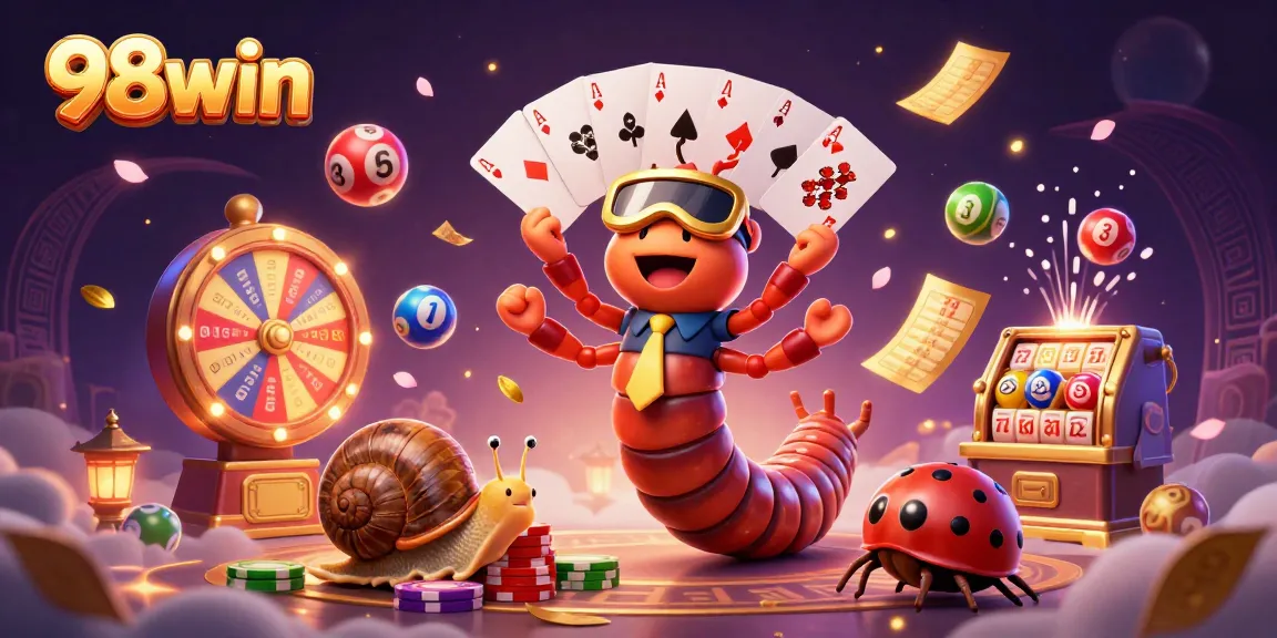 Experience thrilling gameplay with 98win as a millipede dealer fans cards amidst colorful lottery elements.