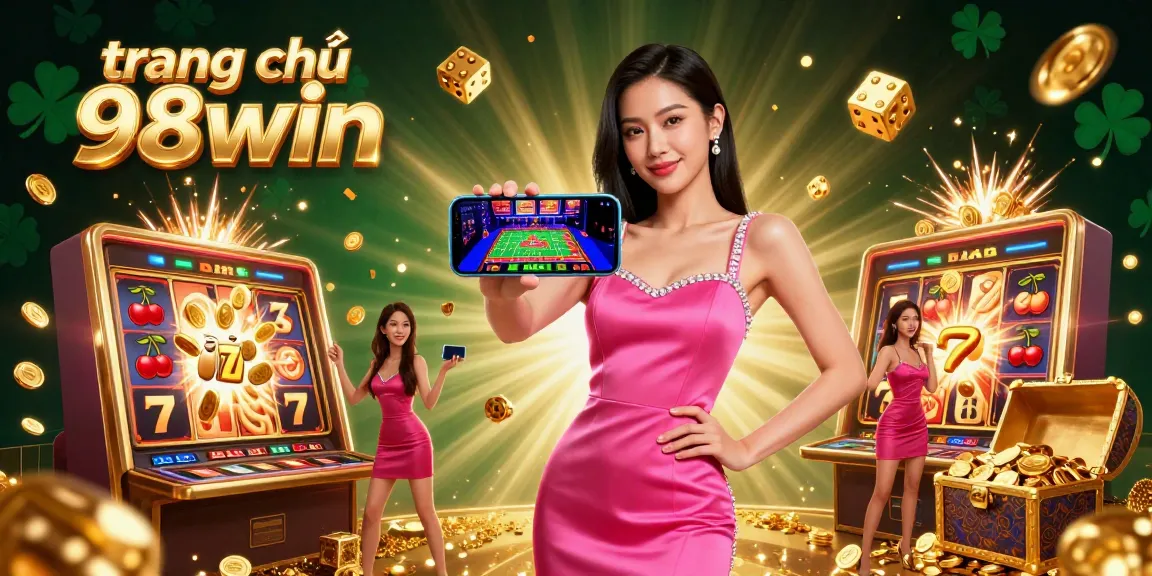 Play exciting games at trang chủ 98win with a smartphone showcasing a vibrant live dealer game amidst a rich casino atmosphere.