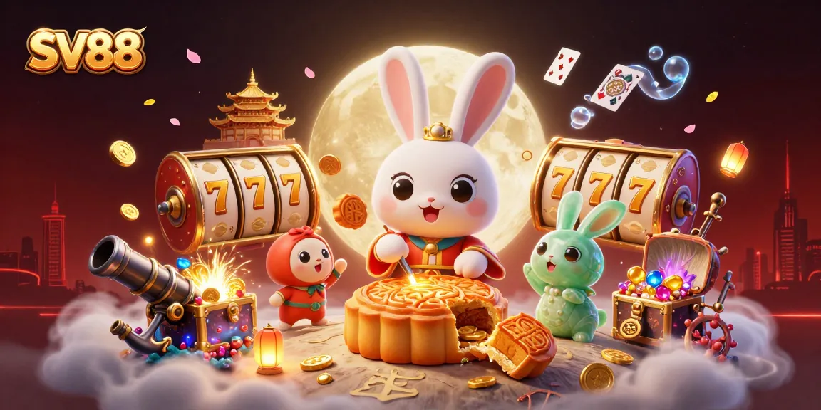 Experience exciting gameplay at SV88 with a vibrant casino-themed 3D illustration full of energy.