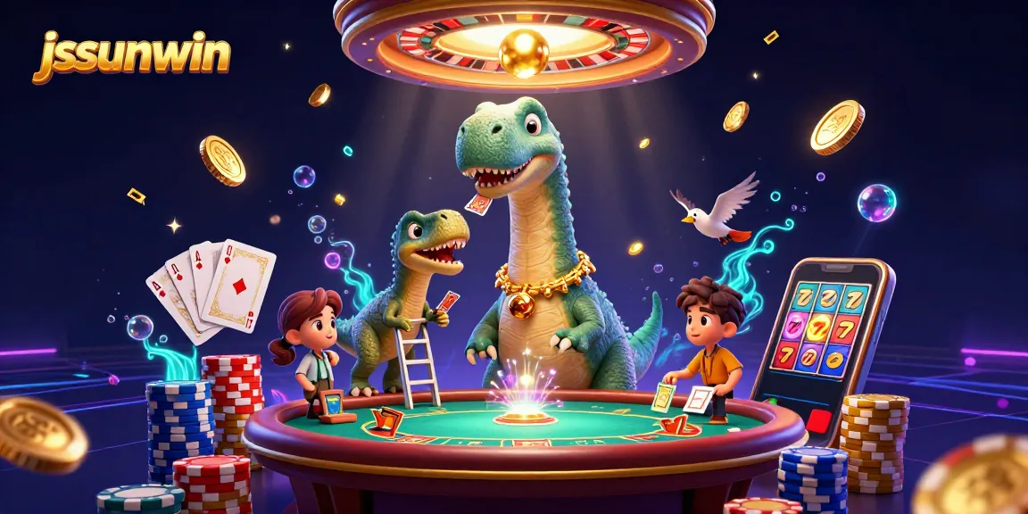 Experience thrilling moments at jssunwin with a vibrant 3D casino illustration showcasing exciting gaming elements.